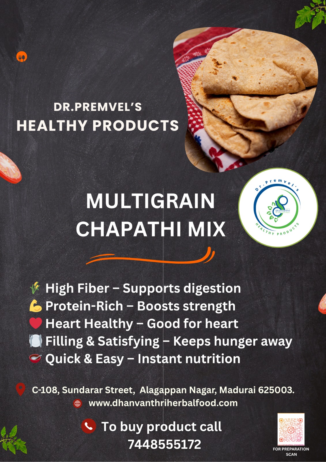 Dhanvanthri Multigrain Chapathi Poori Dosa Mix